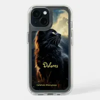 Vibrant Speck iPhone 15 Case for Black Cat Fans