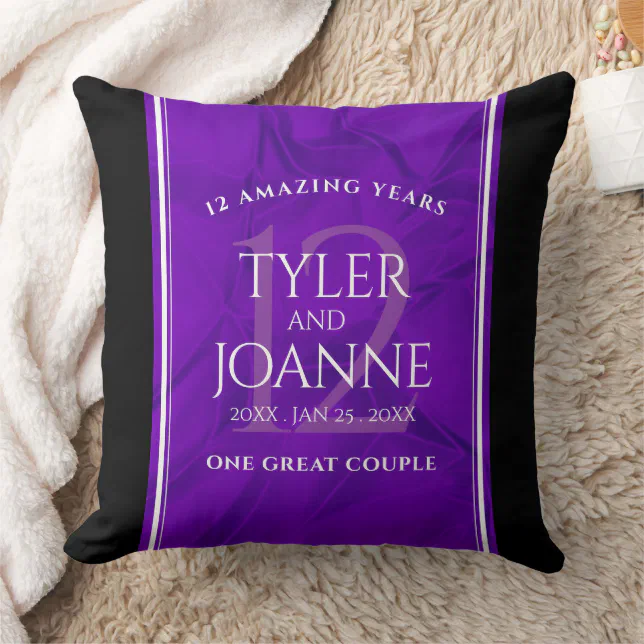 Elegant 12th Silk Wedding Anniversary Celebration Throw Pillow