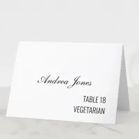 Meal Choice Guest Name Black Script Place Card