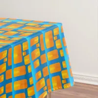 Minimalism Abstract Aqua and Bright Orange Tablecloth