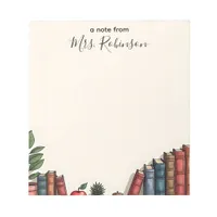 Bookshelf & Apple Personalized Teacher Notepad