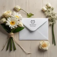 Elegant Floral Heart Wedding Return Address  Self-inking Stamp