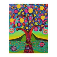 Colorful Folk Art Style Tree  