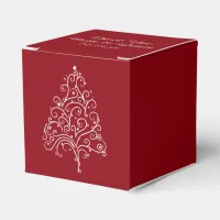 Red Christmas Tree Winter Wedding Favor Boxes