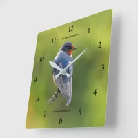 Beautiful Barn Swallow Songbird on Branch Square Wall Clock