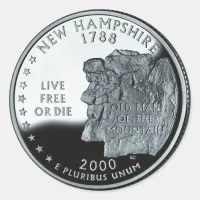 Faux New Hampshire State Quarter Classic Round Sticker