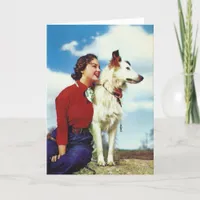 Vintage Woman and Dog, Mother's Day Card