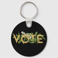 Vintage Greenery  Floral Elegant Feminine Go Vote Keychain