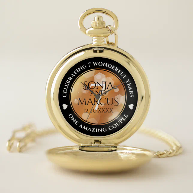 Elegant 7th Copper Wedding Anniversary Pocket Watch