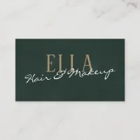 Stylish Green Watercolor Hair Makeup Business Card