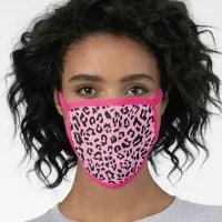 Girly Pink and Black Leopard Spots Face Mask