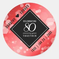 Elegant 80th Ruby Wedding Anniversary Celebration Classic Round Sticker