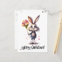 Funny Cute Valentine Rabbit Postcard