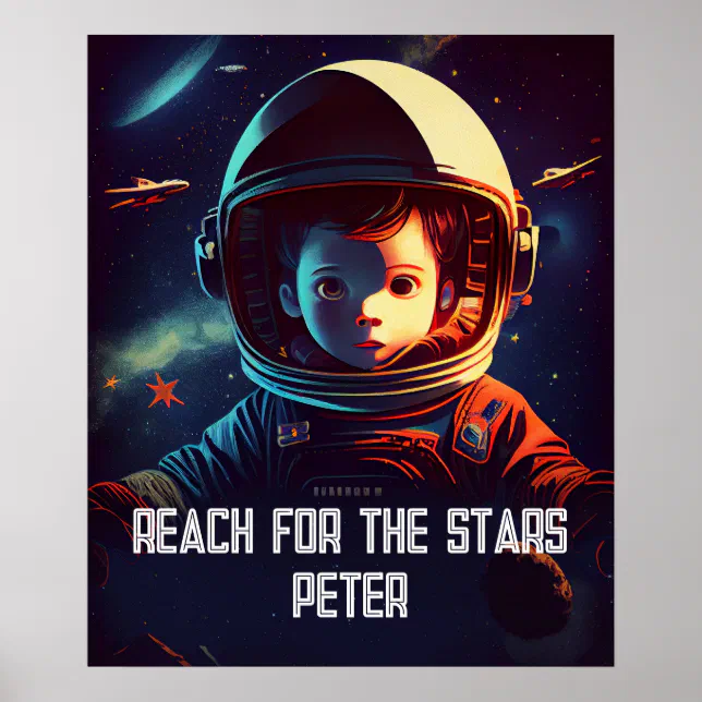Cute Astronaut Flying | Kids Room Poster