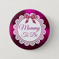 Mommy to be Magenta Bow Baby Shower button