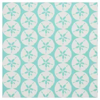 White Sand Dollar Seashells on Seafoam Blue Fabric