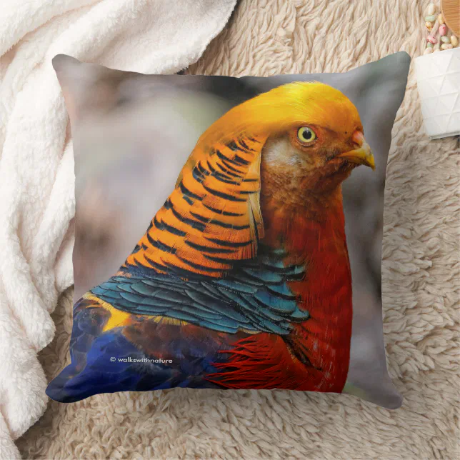 Profile of a Red Golden Pheasant Throw Pillow