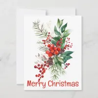 Berries Ferns And Leaves Christmas Card