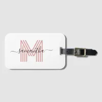 Signature Name Rose Gold Retro Monogram Luggage Tag