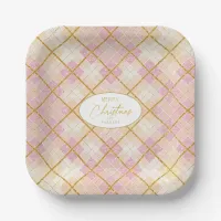 Pink Gold Christmas Pattern#28 ID1009 Paper Plates