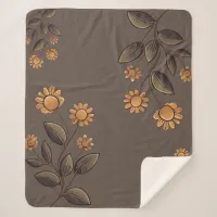 Golden Flowers Sherpa Blanket