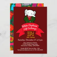 Fancy White Elephant Christmas Gift Exchange Invitation