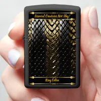 Glistening black and gold snake skin zippo lighter