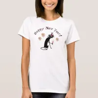 Happy New Year Wine Quote with Cat T-Shirt