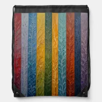 Beautiful multi colored ice crystal feathered  drawstring bag