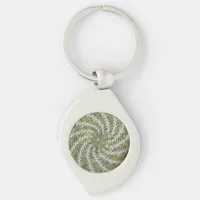 Keychain (metal) - White Spiral on Green