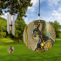 Ancient Egyptian Cat Goddess Bastet AI Art Wind Chime