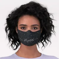 Pretty Black Glitter Glam Name Personalized Premium Face Mask