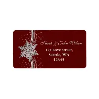 red Silver Snowflakes Winter address label