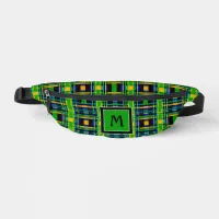 Plaid Pattern Tartan Check Green Orange Black Fanny Pack