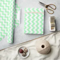 Mint Green and White Chevron Pattern Wrapping Paper