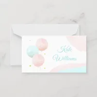 Pink and Blue Balloons Boy or Girl Gender Reveal Place Card