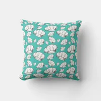 Fun Blue and White Chef Baker and Cook Hat Pattern Throw Pillow