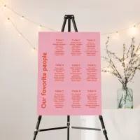 Bright Coral & Pink Modern Wedding Guest List Foam Board