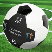 Team Name Number Monogrammed Modern Stylish Soccer Ball