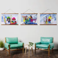 Stacked Text Family Name Vacation Photo Hanging Tapestry