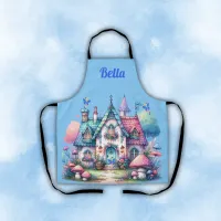 Pink & Blue Fairy Cottage Core Monogram on Blue | Apron