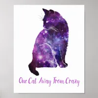 Purple Cat Space Nebula, One Cat Away From Crazy Poster