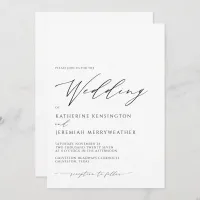 Modern Sophisticated Minimalist Script Wedding Invitation