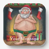 Funny Dirty Santa Christmas Collection Paper Plates