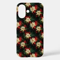 Beautiful Red and White Poinsettias iPhone 16 Case