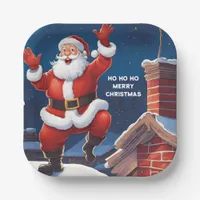 Santa Dancing | Ho Ho Ho Merry Christmas Party Paper Plates