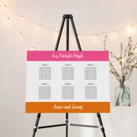 Pink White Orange 6 Table Seating Chart Foam Board