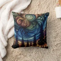 Mystical Ethereal Art with Trees and Night Sky  Throw Pillow