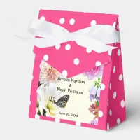 Flowers & Butterfly Wedding Add Picture Polka Dots Favor Boxes