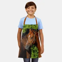 Two Beautiful Chestnut Horses in the Summer Sun Apron